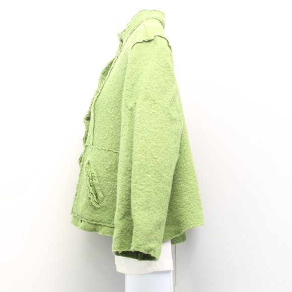 Wool Button-Down Jacket Size M Green - Picture 4 of 9